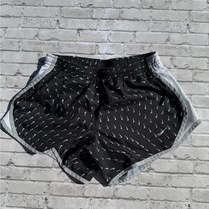 Nike Black and Gray Athletic Shorts with Honeycomb Pattern